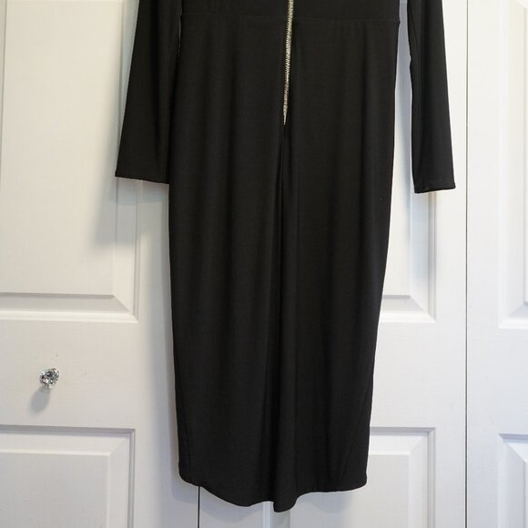 Zhivago Padded Shoulder Gold Accented Dress - Picture 14 of 15